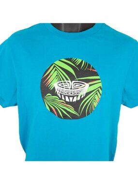 Tanoa Polynesian T Shirt Mens Size Small Blue Tribal Tropical Tiki RELAXED Fit